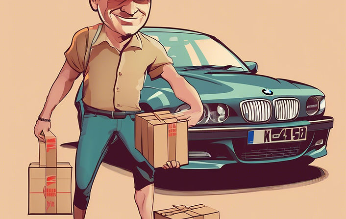 Dave taking a parcel out his bmw car.jpg