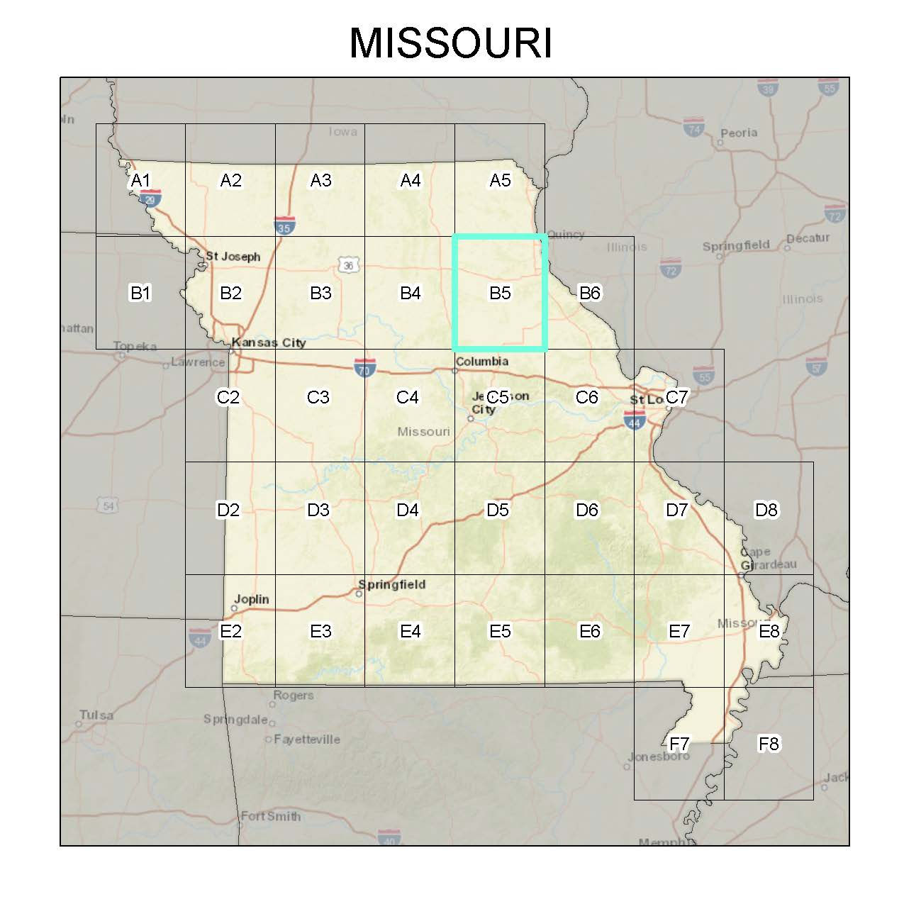 Mushroom Habitat Suitability Model on 1:24000 Topographic Map (MO B5)