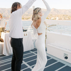 couple dancing on a luxury charter boat cruise in Santa Barbara California