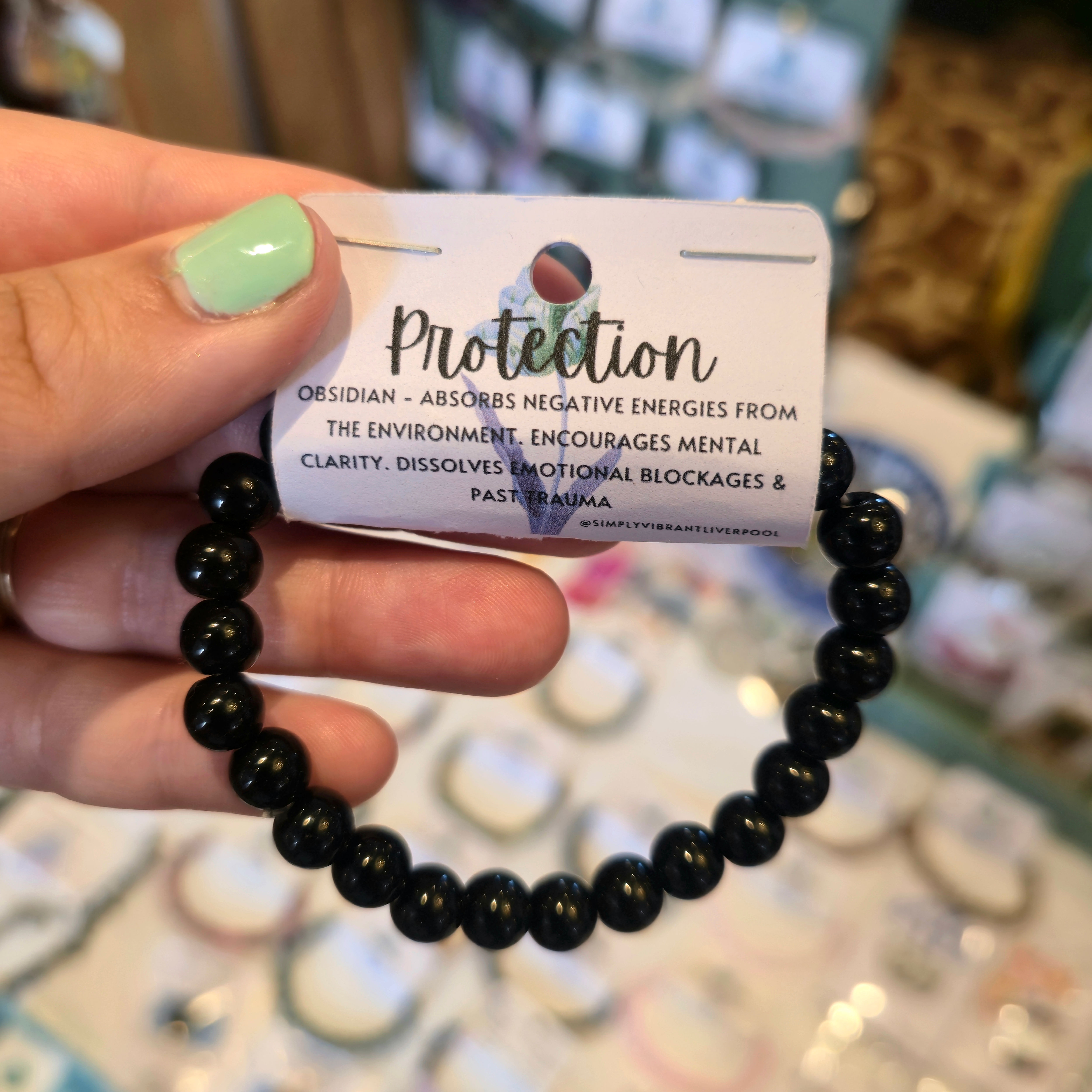 Obsidian crystal bracelet - 8mm