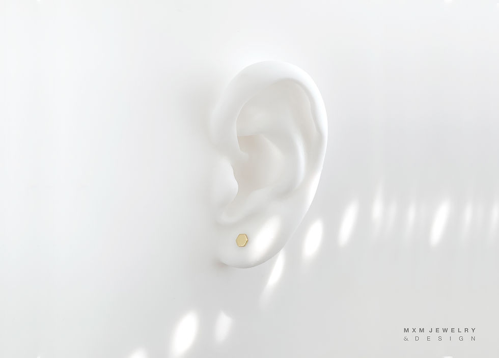 Thumbnail: Gold / Hexagon Stud Earrings