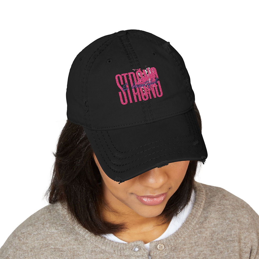 Thumbnail: Embroidered Strong & Beautiful Distressed Dad Hat Vintage Washed Baseball Cap