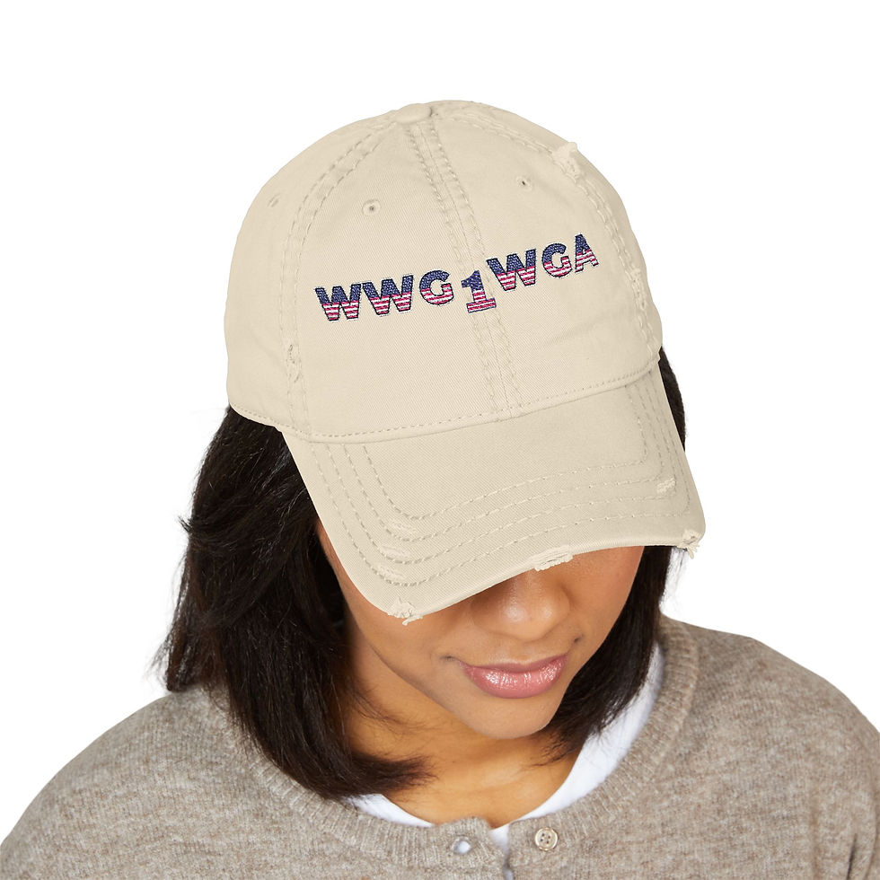 Thumbnail: WWG1WGA Distressed Embroidered Patriotic Retro Flag Dad Hat 