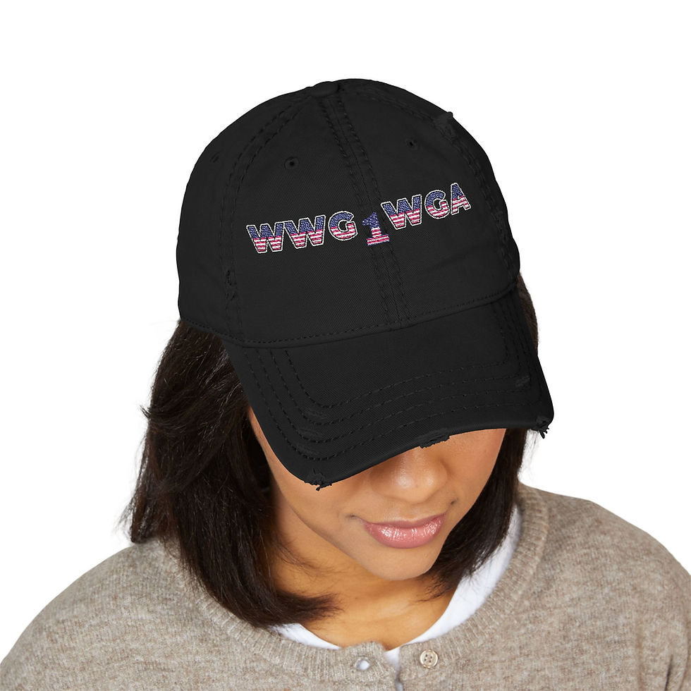 Thumbnail: WWG1WGA Distressed Embroidered Patriotic Retro Flag Dad Hat 