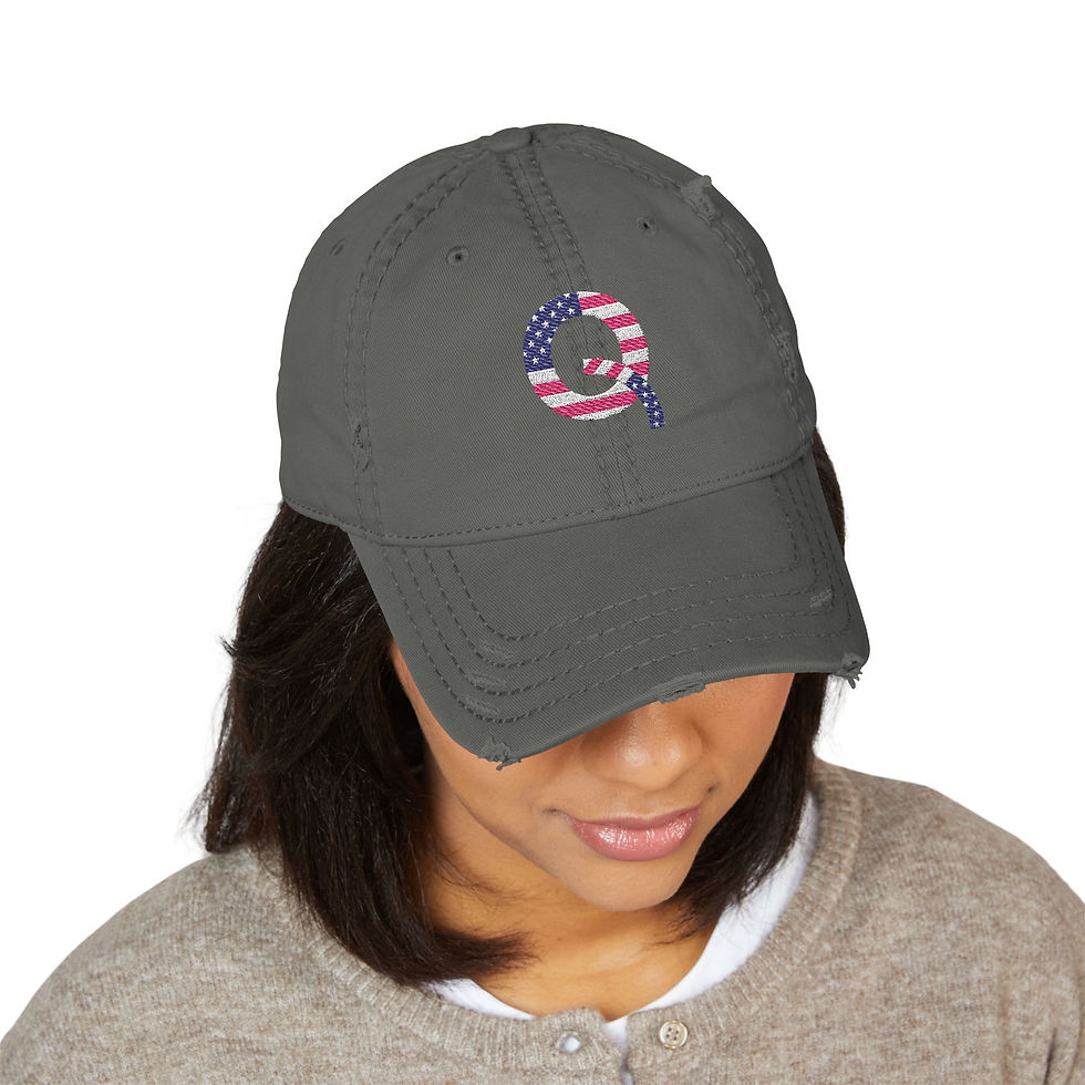 Thumbnail: Q Patriotic Flag Logo Distressed Embroidered Dad Hat 