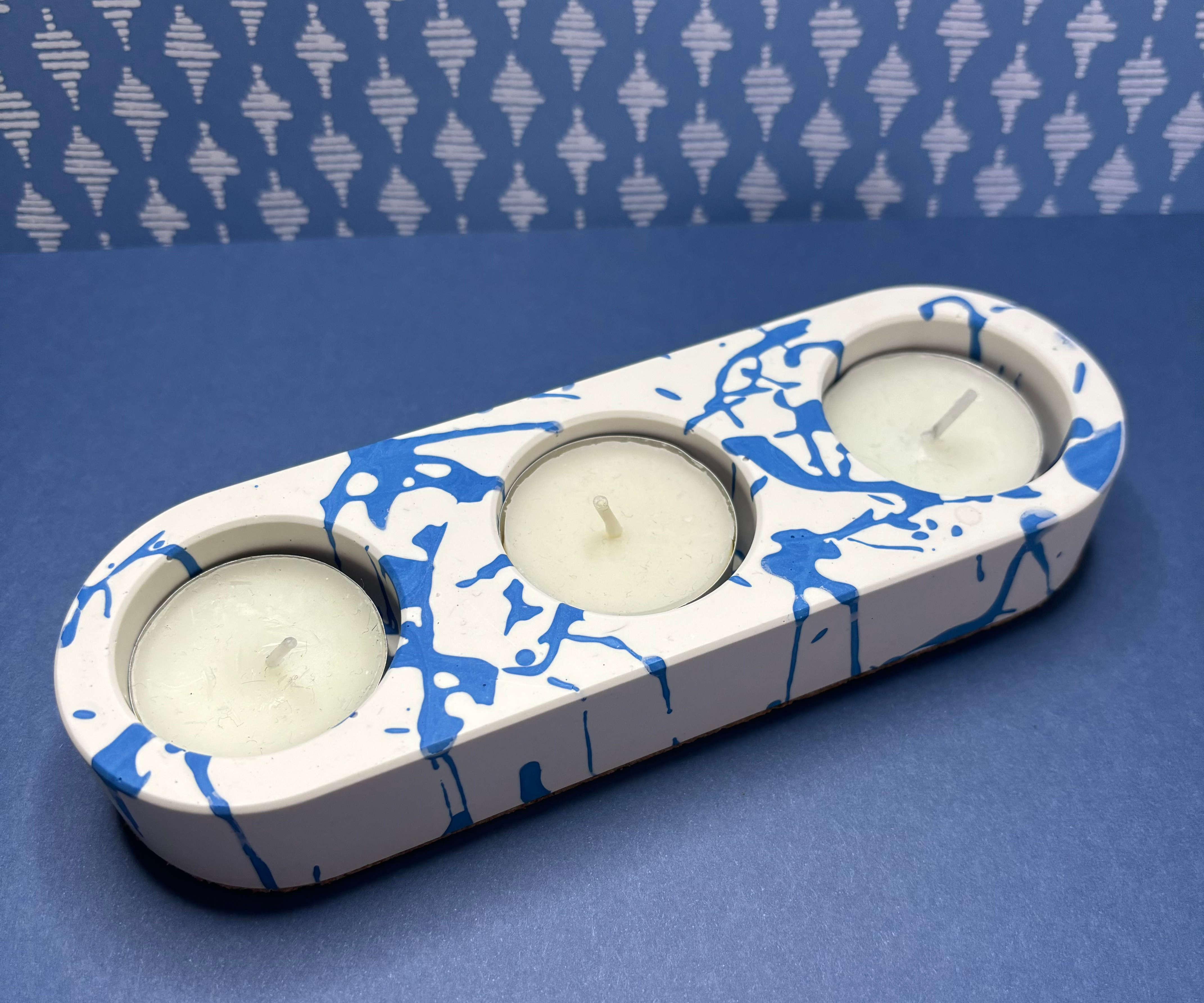 Blue Splatter Tea Light Holder