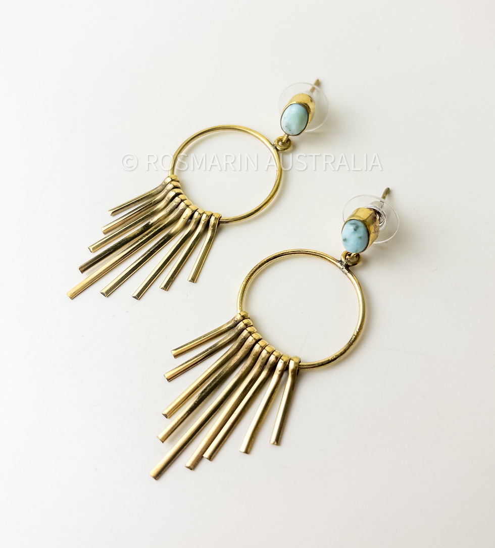 Thumbnail: Celeste Sunburst Brass Earrings