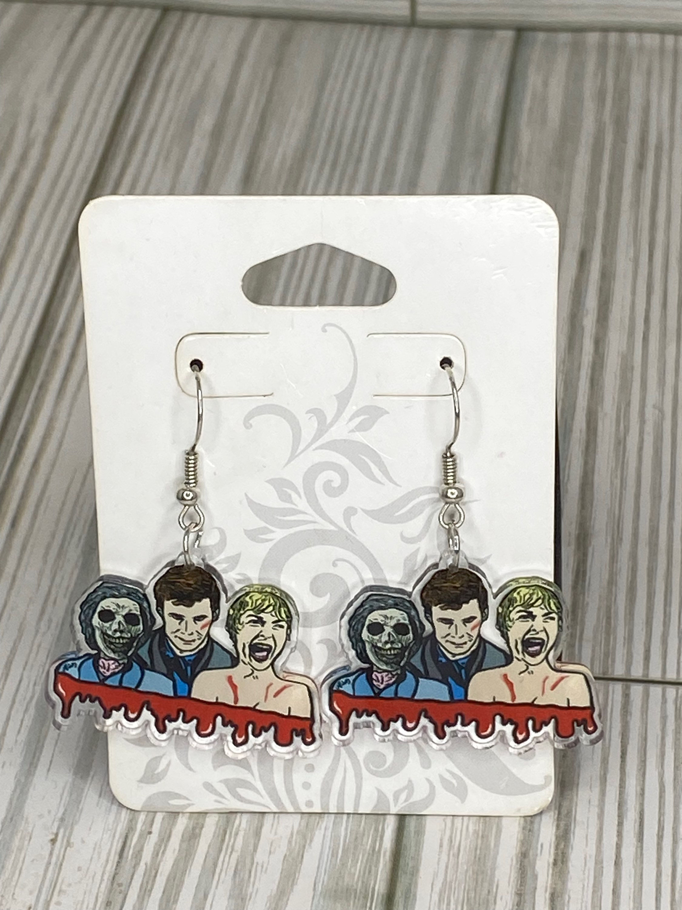 psycho earrings. resin