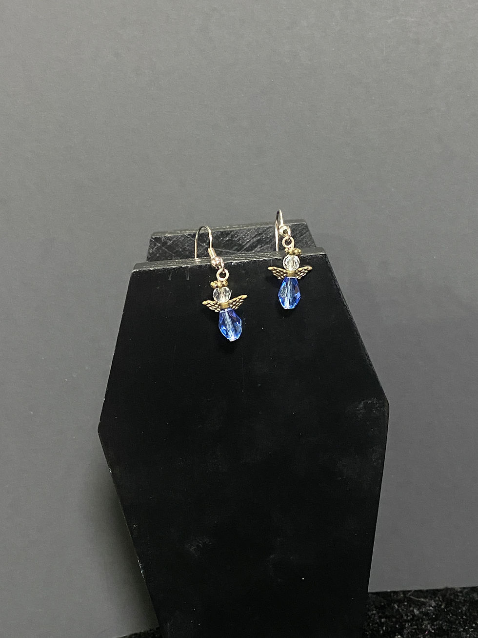 Thumbnail: blue crystal angel earrings