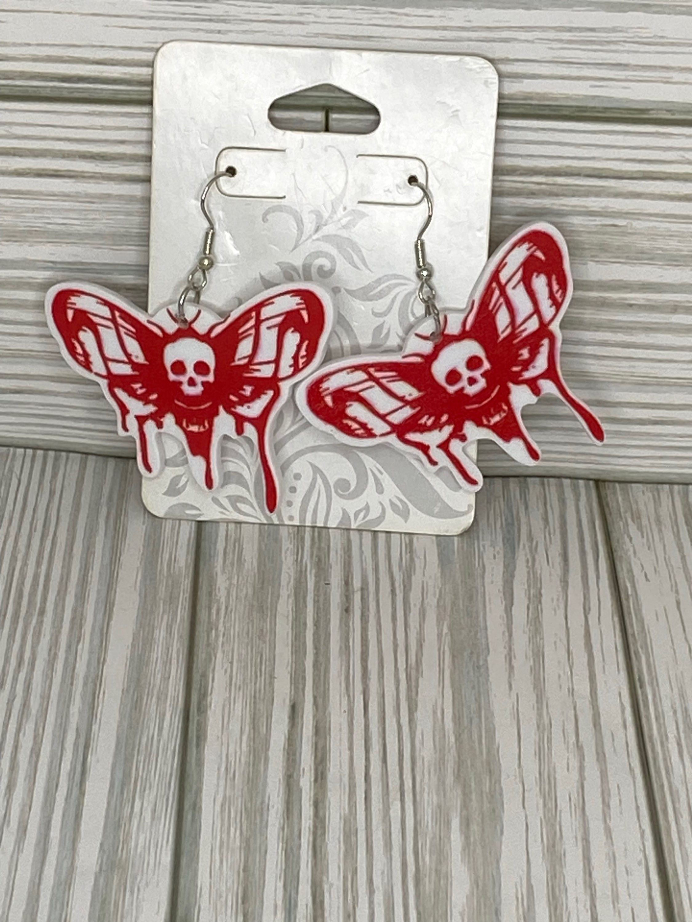 death moth resin earrings