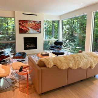 wall to wall windows on Lake Michigan home