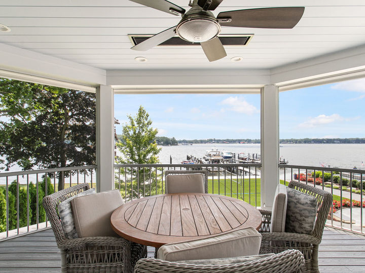 covered gazebo deck on lakeshore home