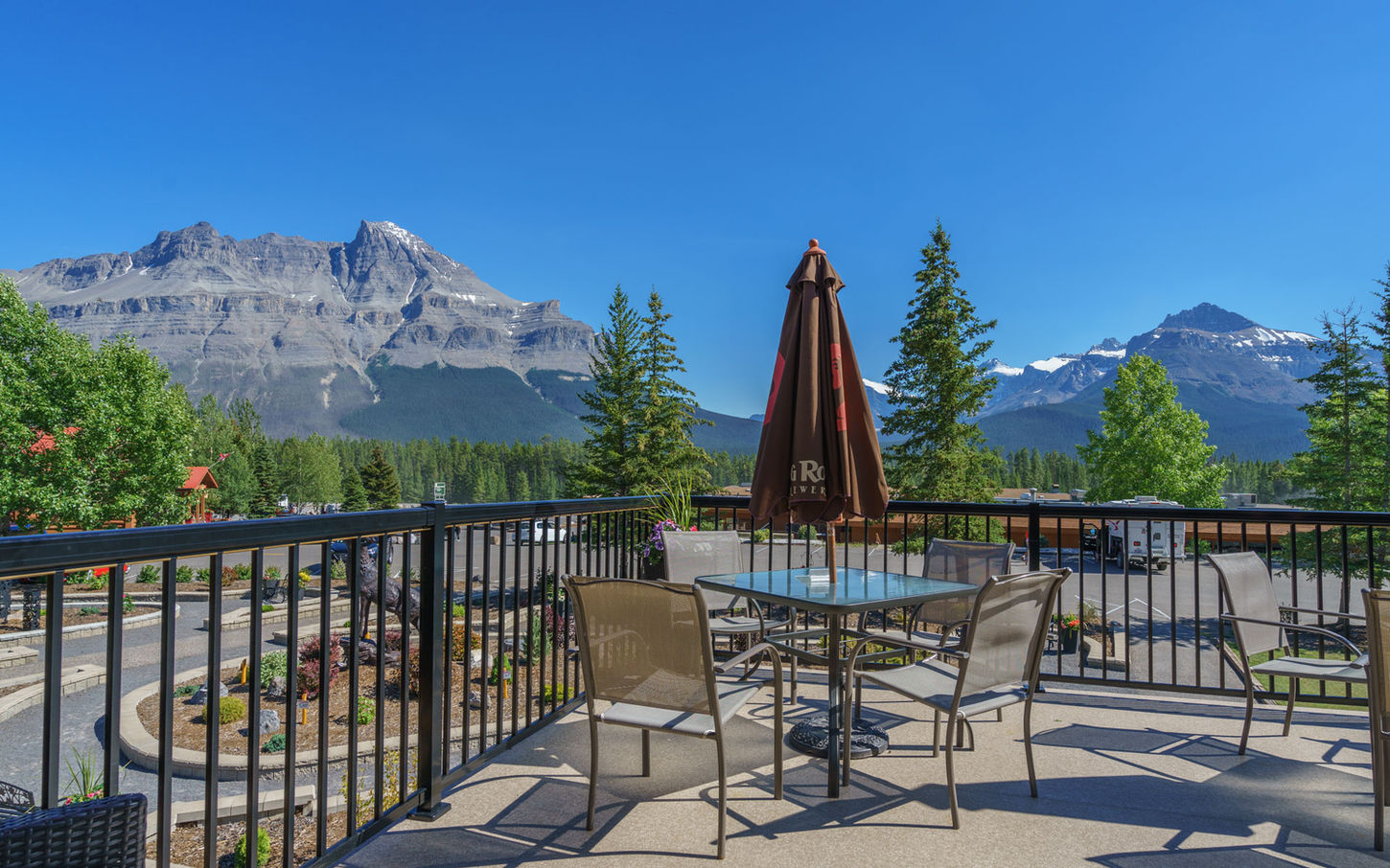 view from the deck at The Parkway Pub at The Crossing Resort