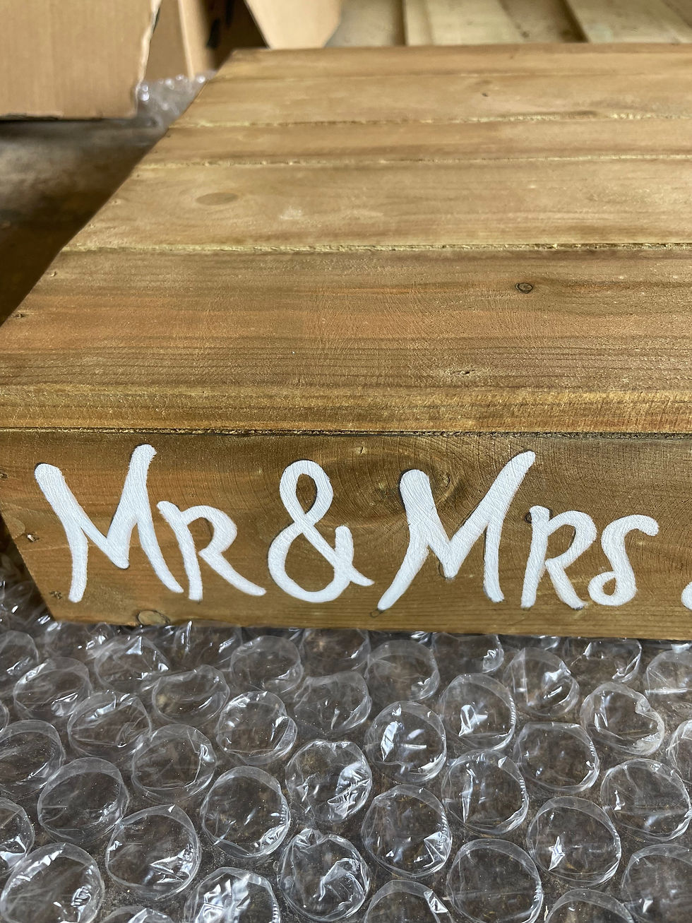 Light nut brown square cake box, hand personalised 9cm or 16cm tall availabl