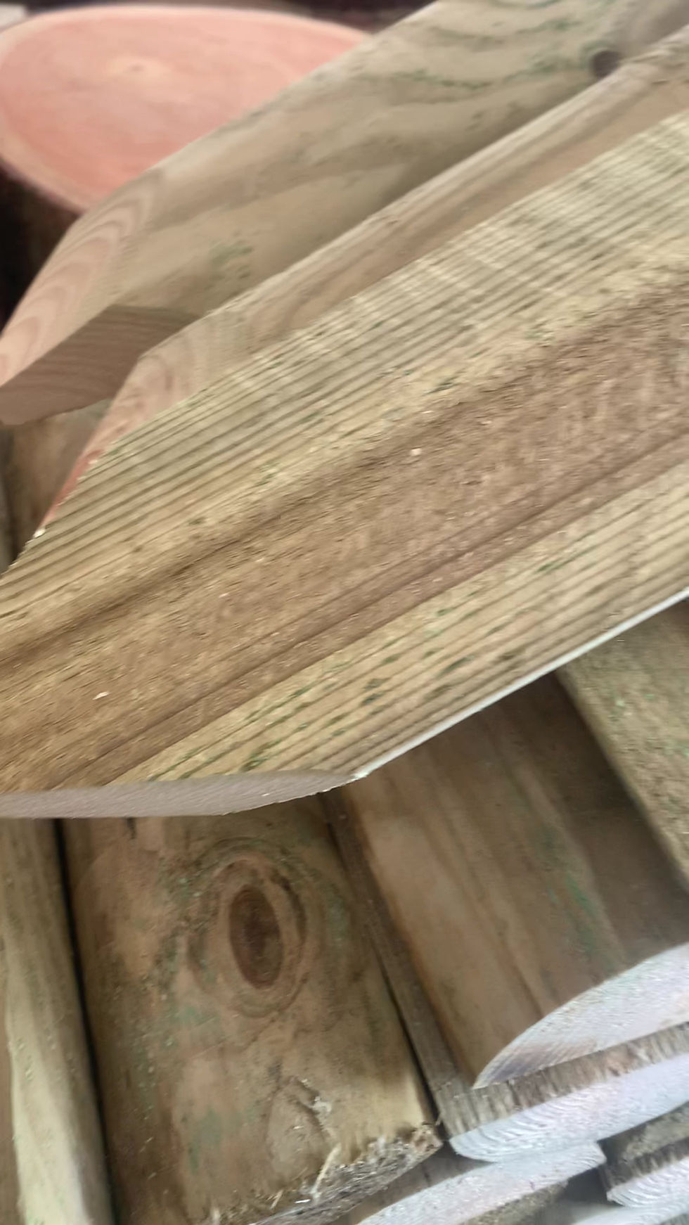 Thumbnail: Half round D shaped wooden garden edging stakes pack of 20,  16" long x 4" wide