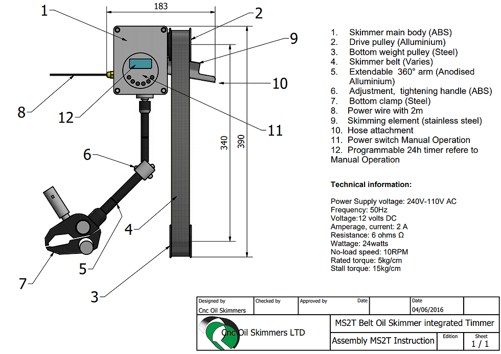 Thumbnail: Oil Skimmer with integrated timer MS2T 45mm belt width