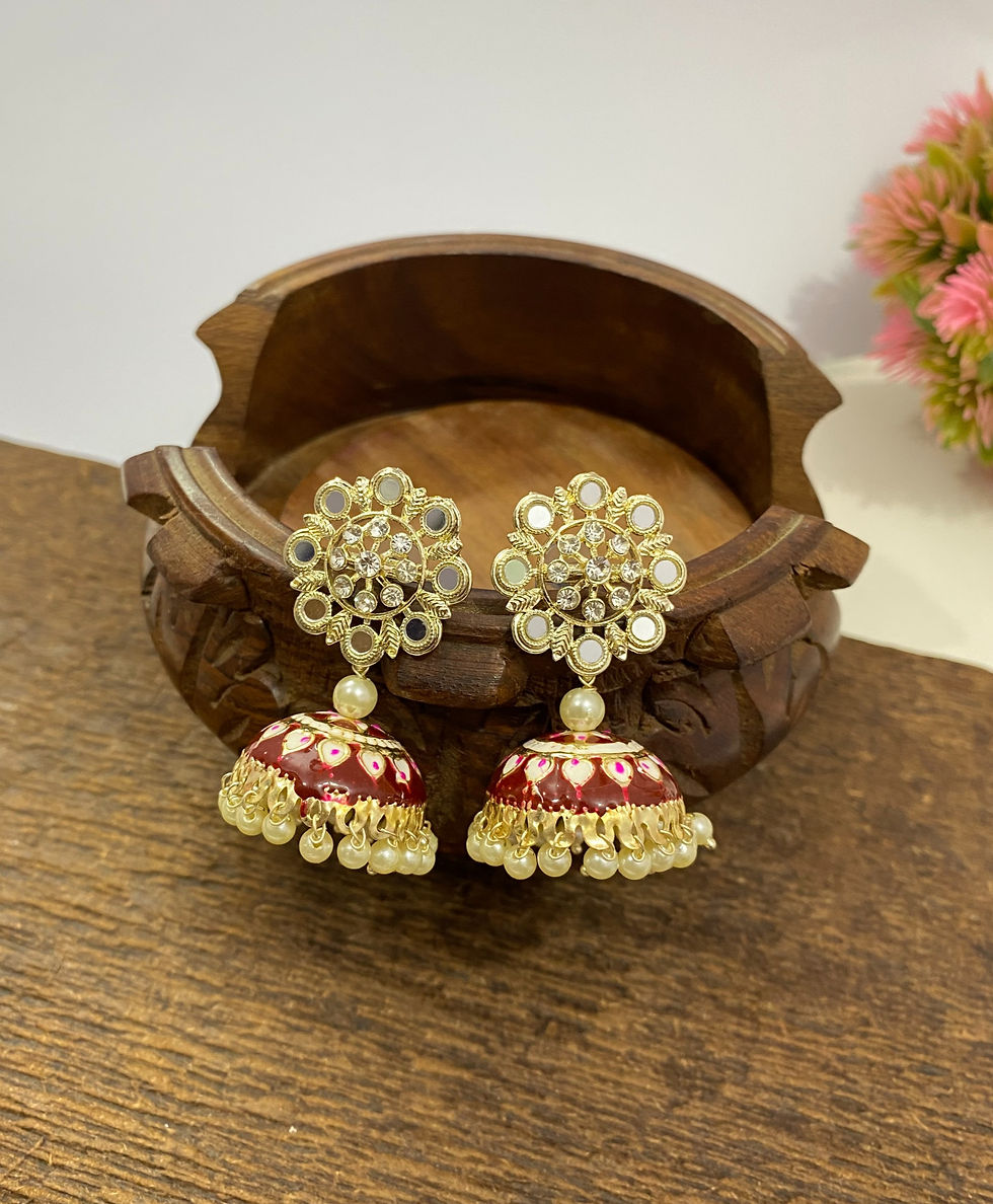 Thumbnail: Mirror studded hand painted Jhumki
