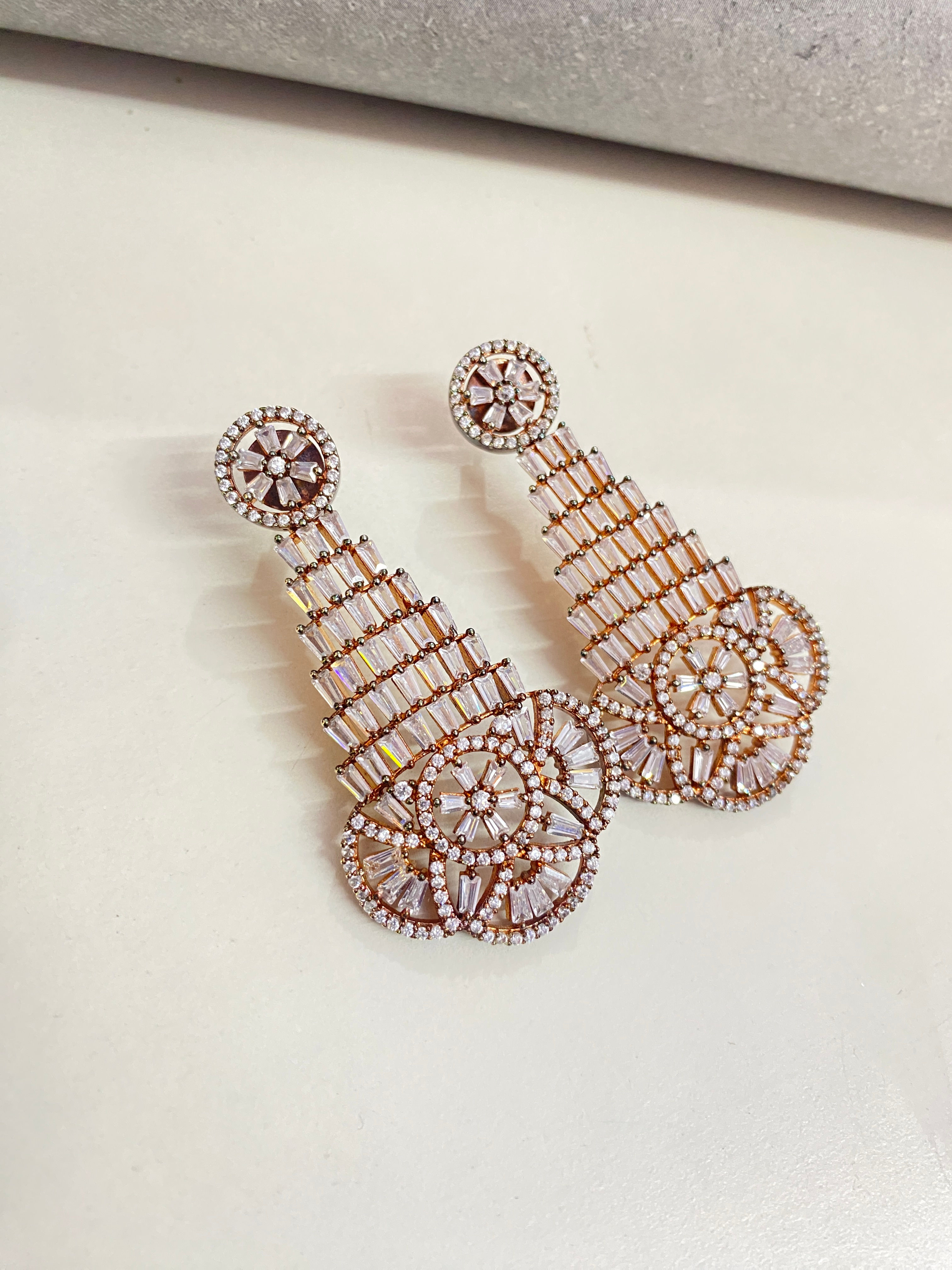 Rose Gold plated premium American Diamond studded Dangler