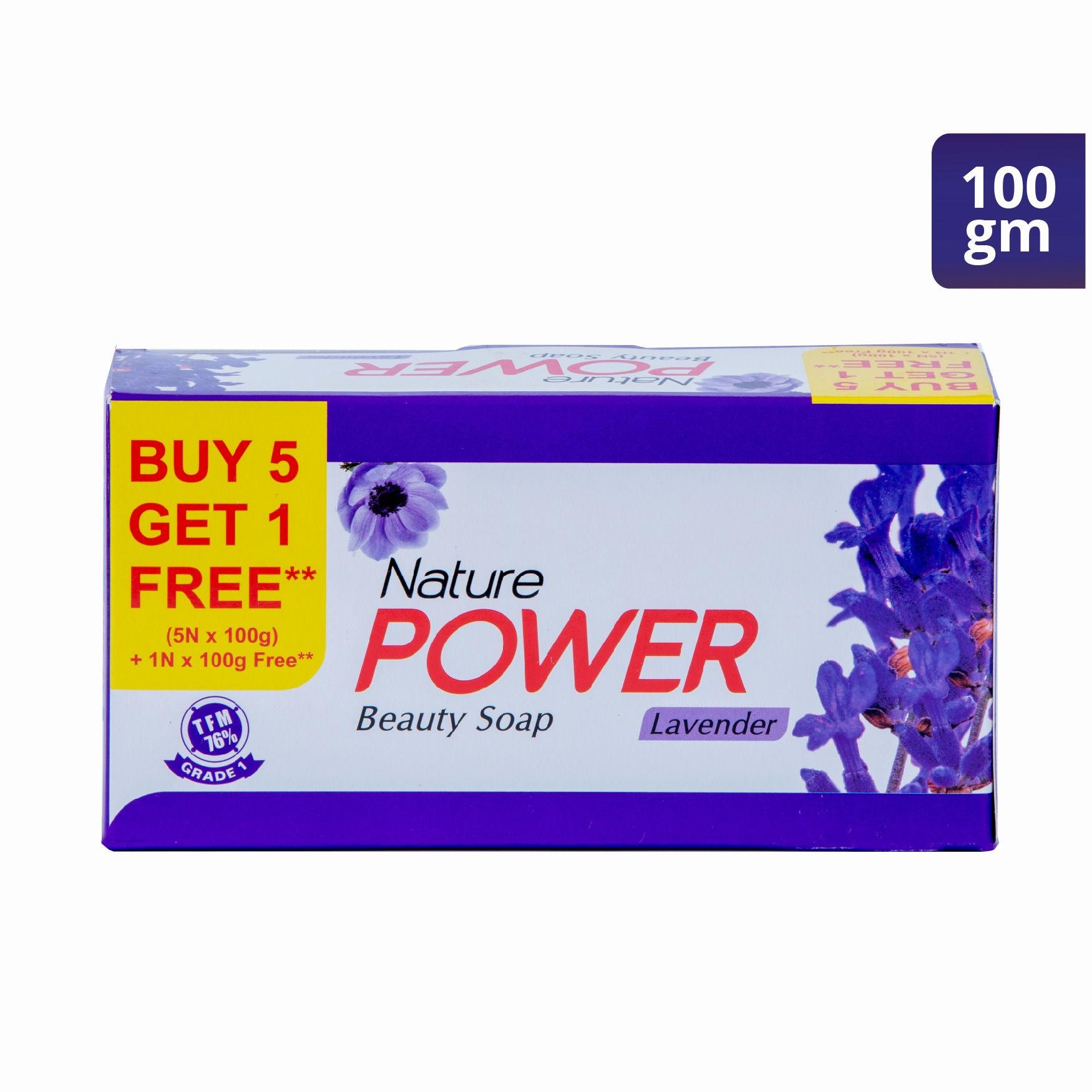Nature Power Beauty Soap (Lavender Bundle )(5+1 Free) - 100 gm