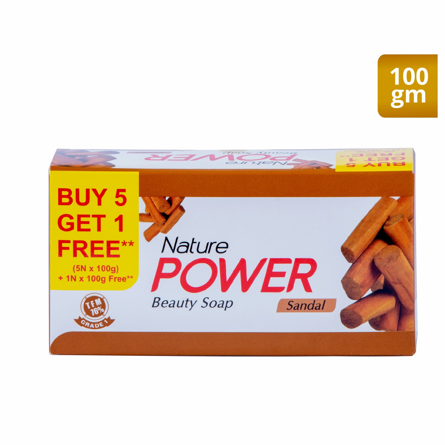 Nature Power Beauty Soap (Sandal Bundle)(5+1 Free) - 100 gm