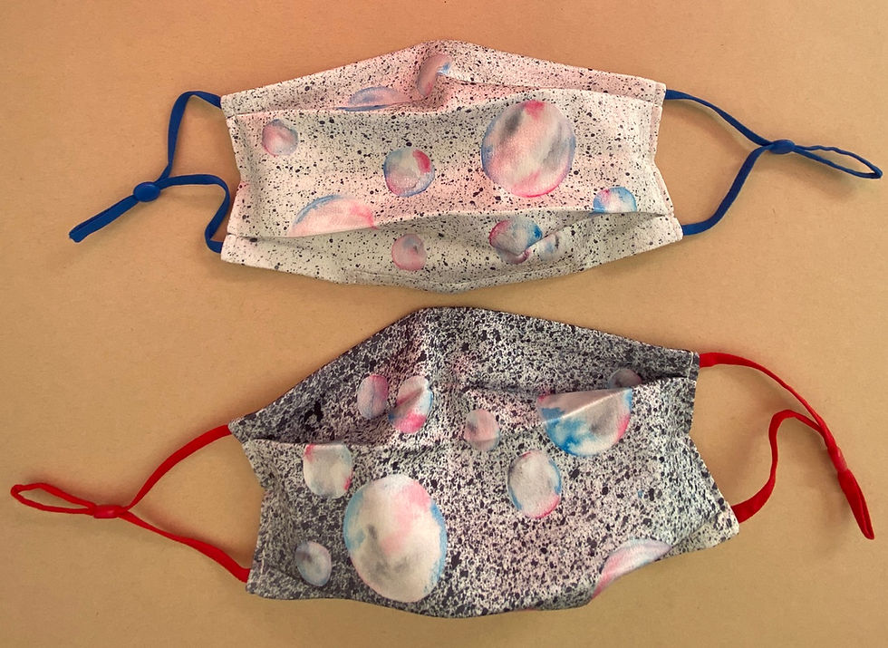Thumbnail: Handpainted ‘Bubble’ mask (black thin sprayed ground)