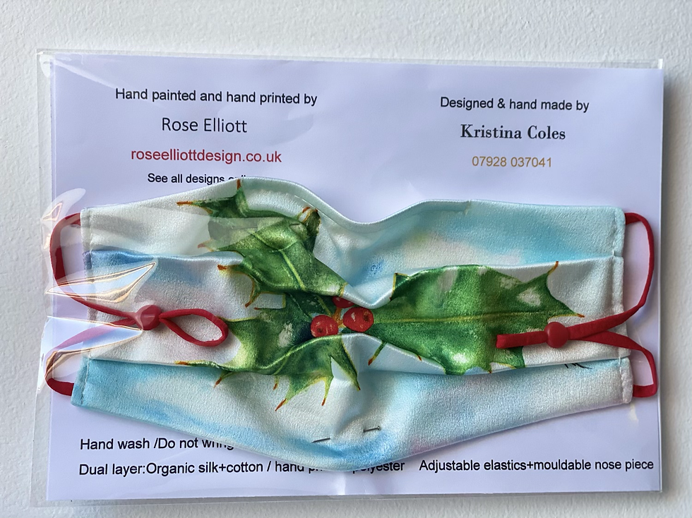 Thumbnail: Holly mask - hand painted and printed