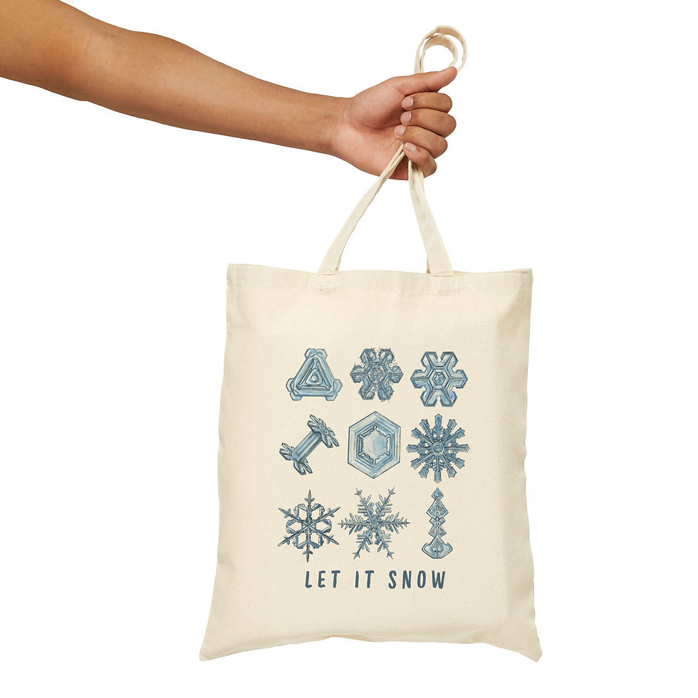 Thumbnail: Snowflake Types Let It Snow Cotton Canvas Tote Bag
