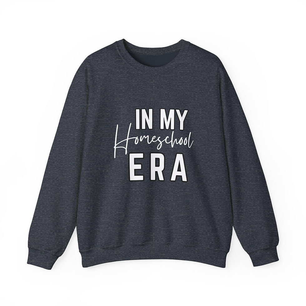 Thumbnail: In My Homeschool Era Bold Dark Unisex Heavy Blend™ Crewneck Sweatshirt