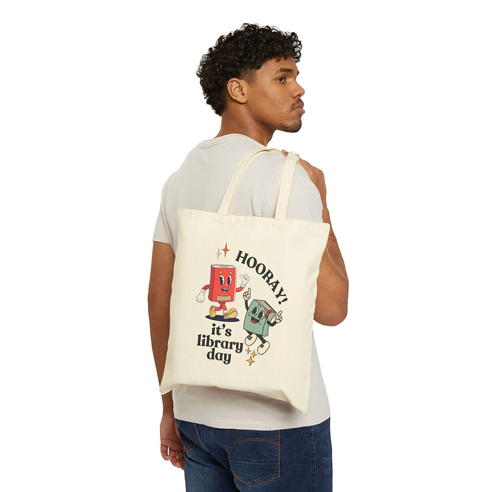 Thumbnail: Hooray! It's Library Day Cotton Canvas Tote Bag