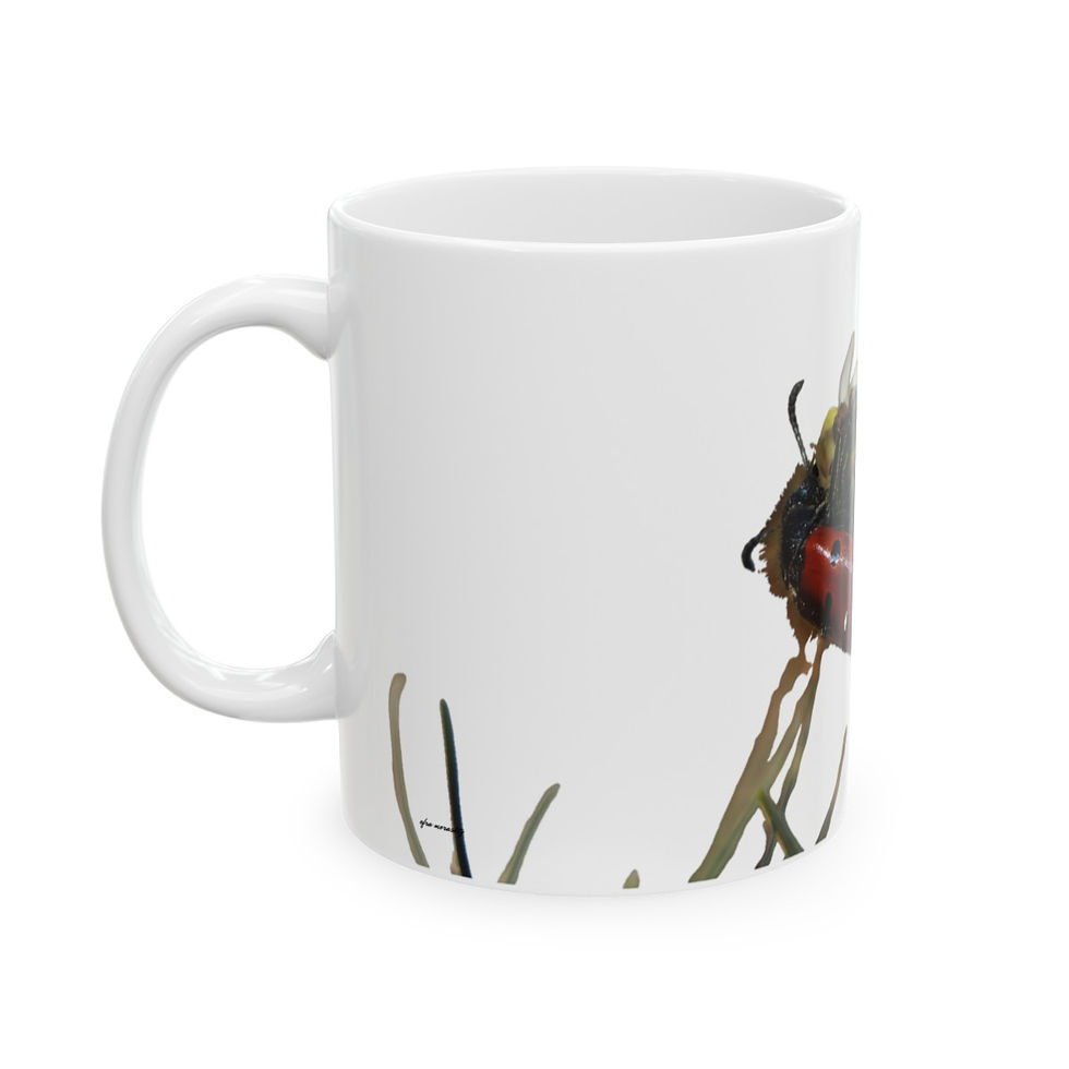 Thumbnail: White Ceramic Mug with Beetle on a Flower Photo: Perfect Gift for Nature Lovers