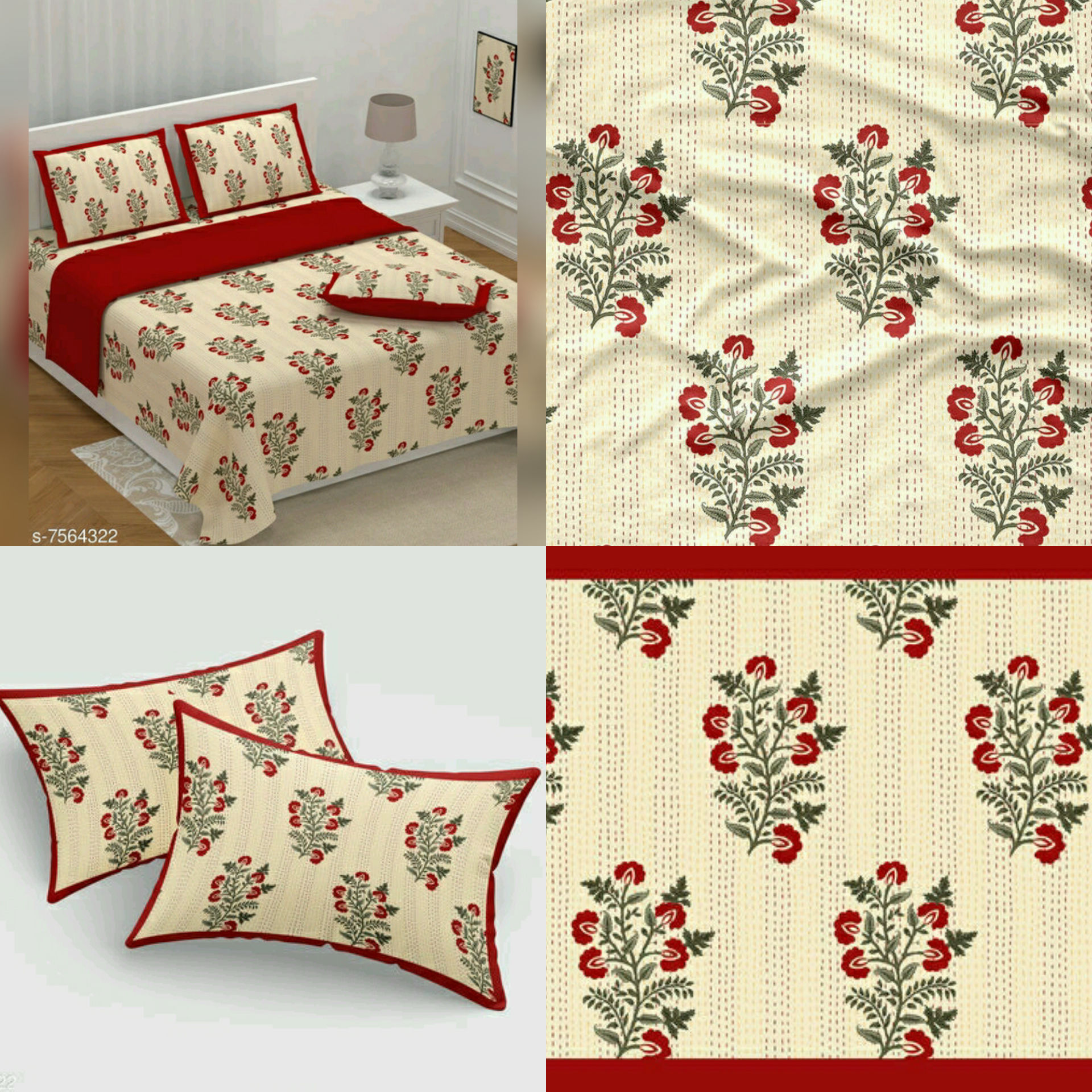 Sanganeri cart 108*108 king size bedsheets