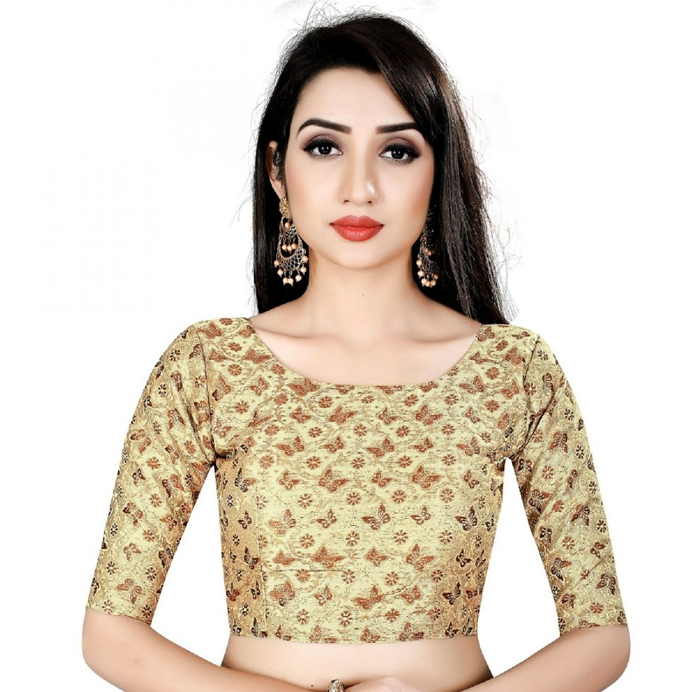 Thumbnail: Generic Women's Brocade, Inner-Cotton Full Stitched Padded Blouse