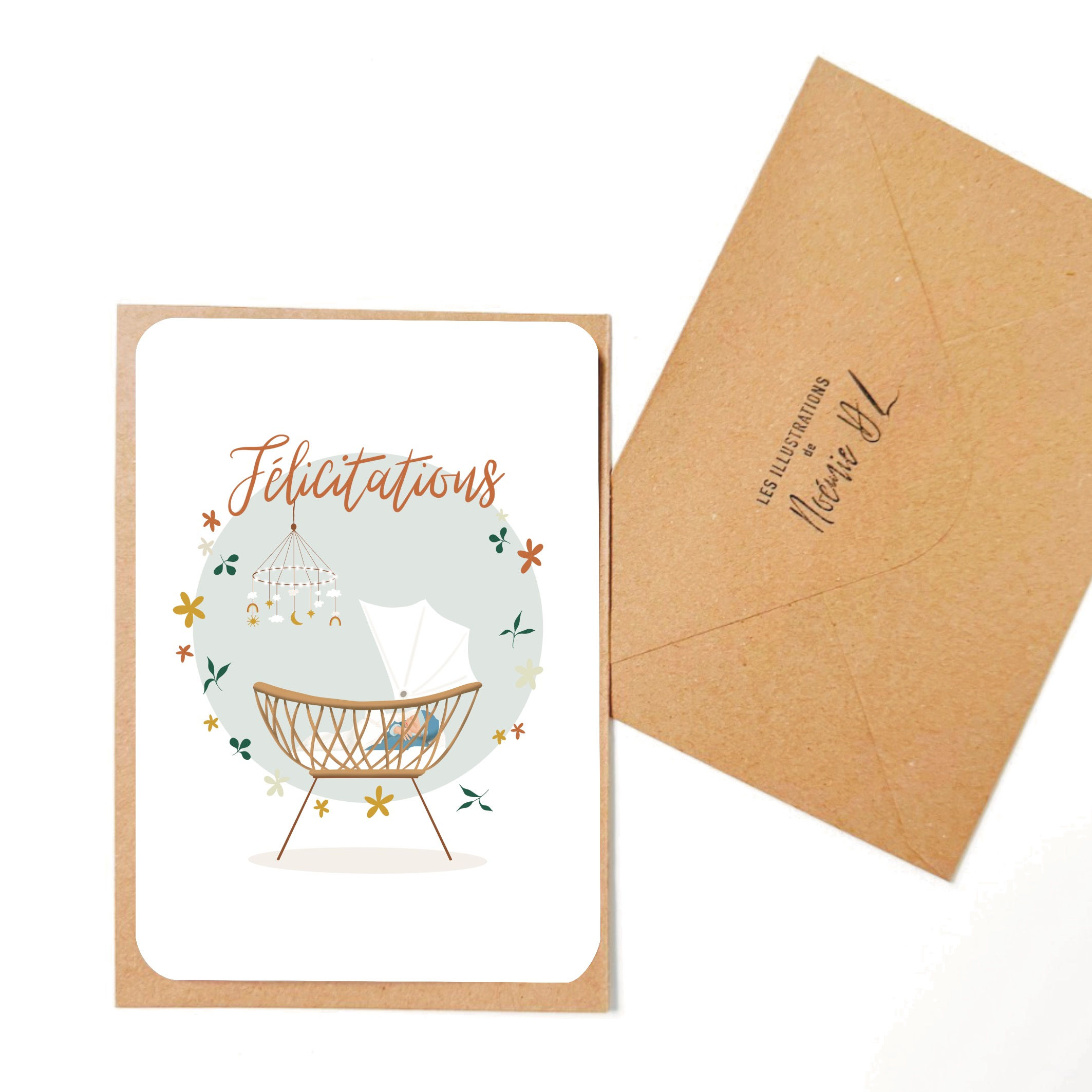 Félicitations berceau fleuri