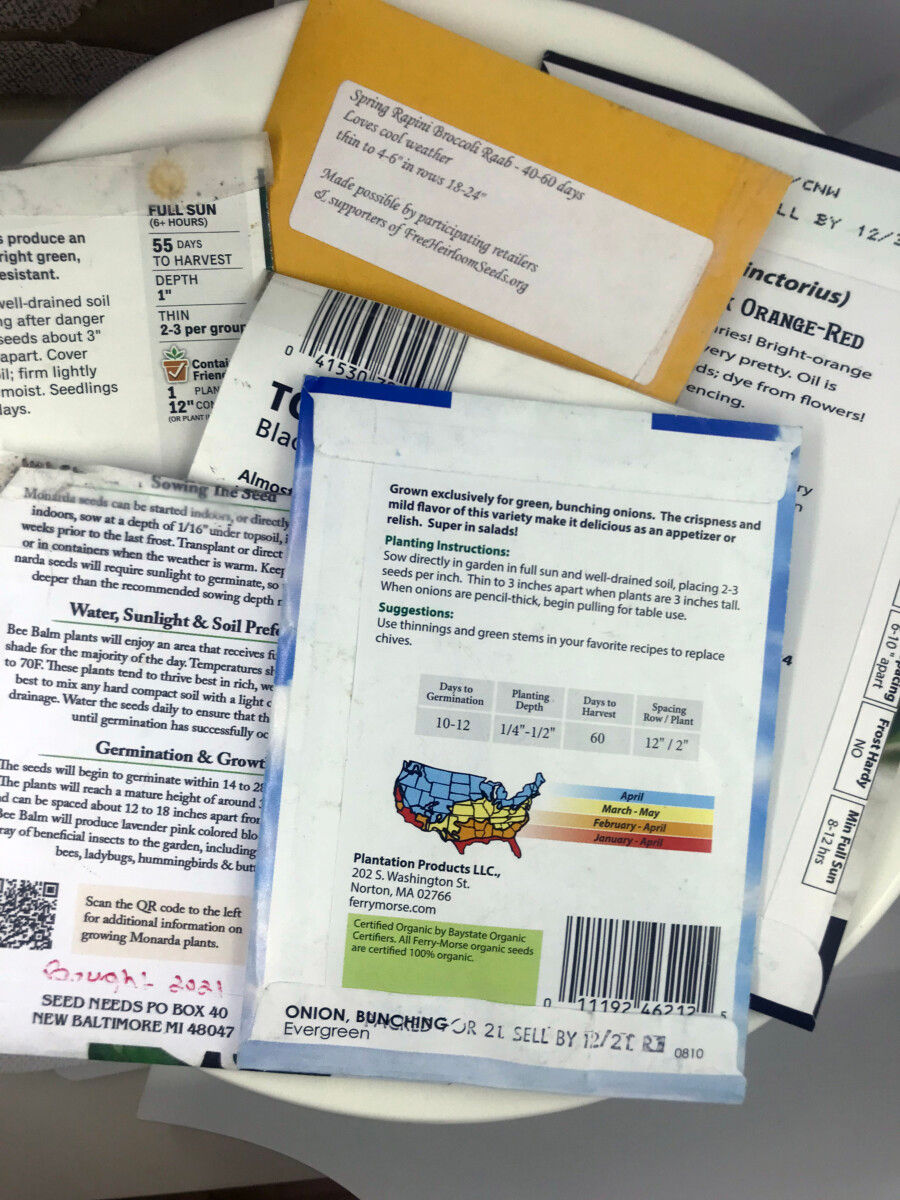 A collection of seed packets