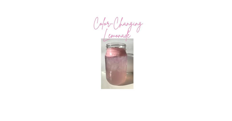 Text: Color changing lemonade with cake batter cold foam and a photo of pink lemonade with pink foam
