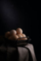 Eggs in a basket on a table