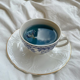 Butterfly pea flower tea is brewed