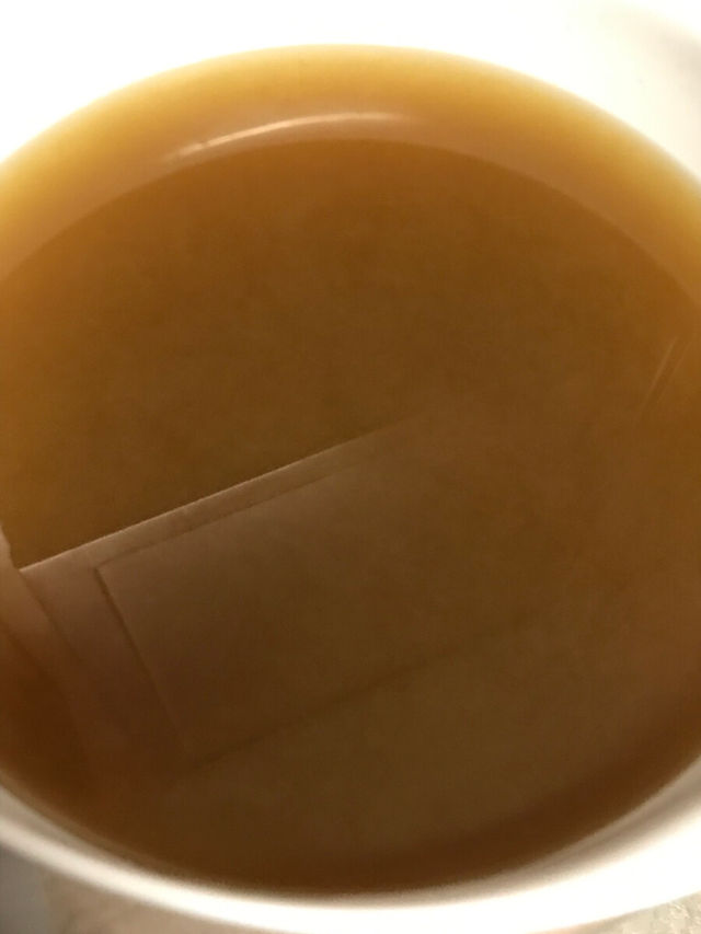 Finished strained broth made from veggie scraps