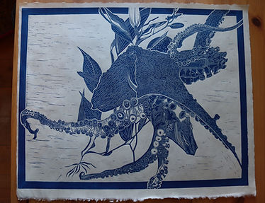 Henry VIII - Octopus Lino Print