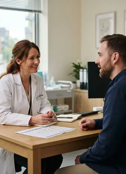 Doctor reviewing a patient's headache diary during a migraine consultation at EliteSkin, London W2