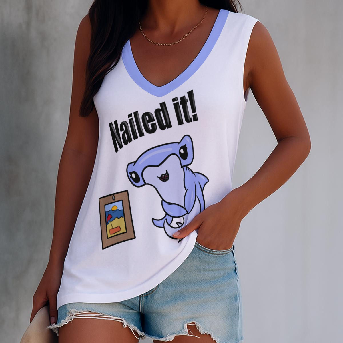 Nailed It Shark - V neck tank