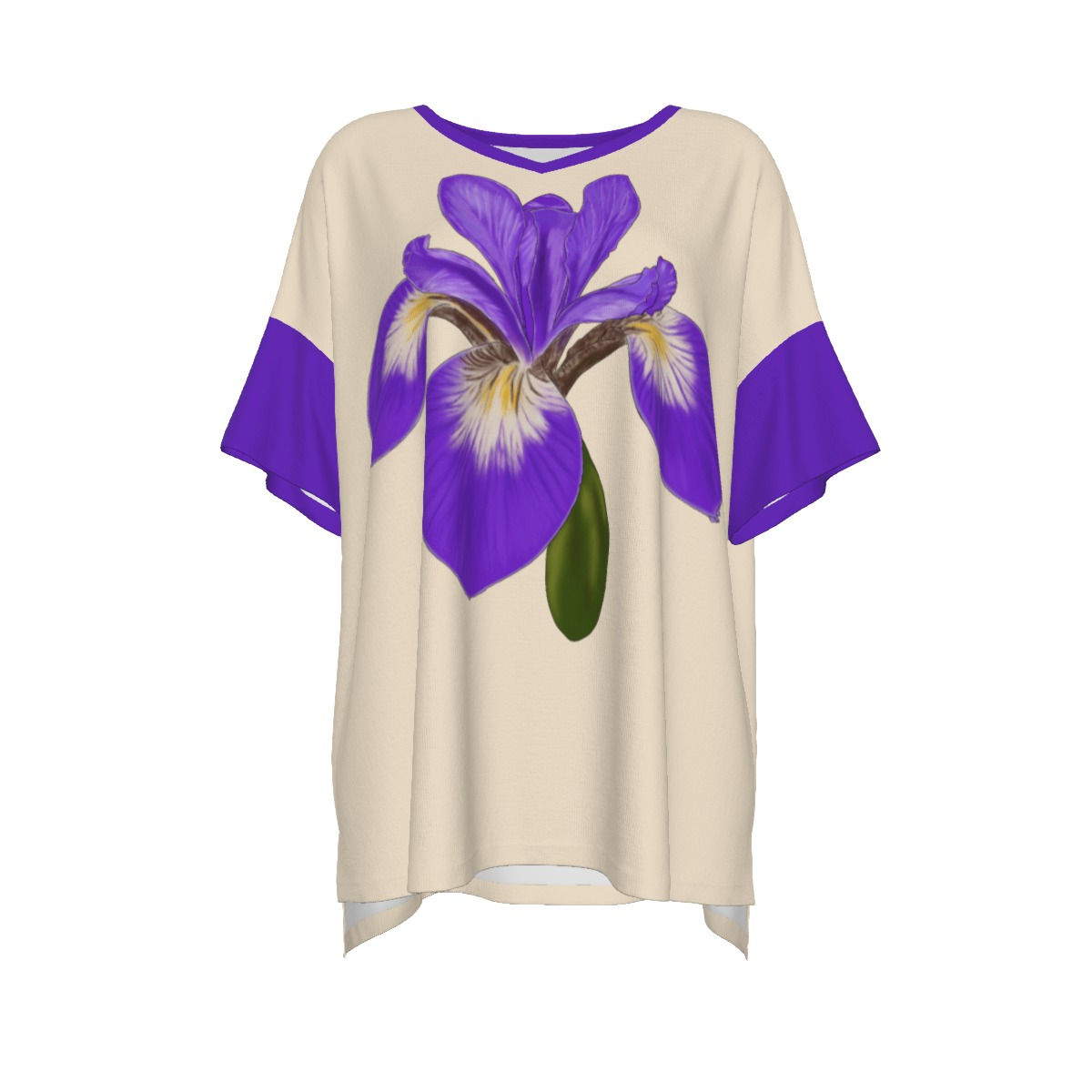 Quebec Blue Flag Iris - drop shoulder tee