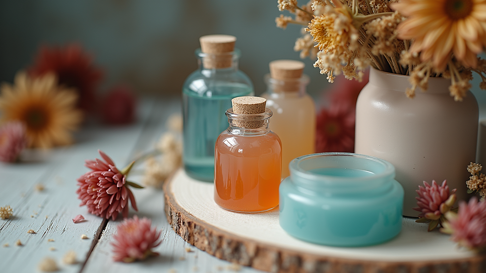 Eye-level view of resin art supplies including molds, resin bottles, and dried flowers
