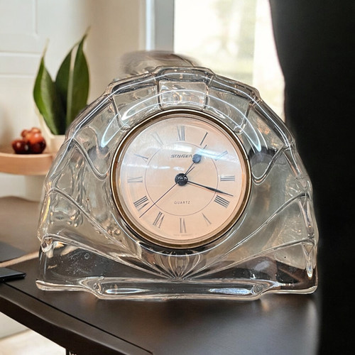 Vintage Staiger Quartz Lead Crystal Clock Germany von and Lucas