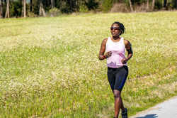 Recreational Space Girl Jogging Outdoors