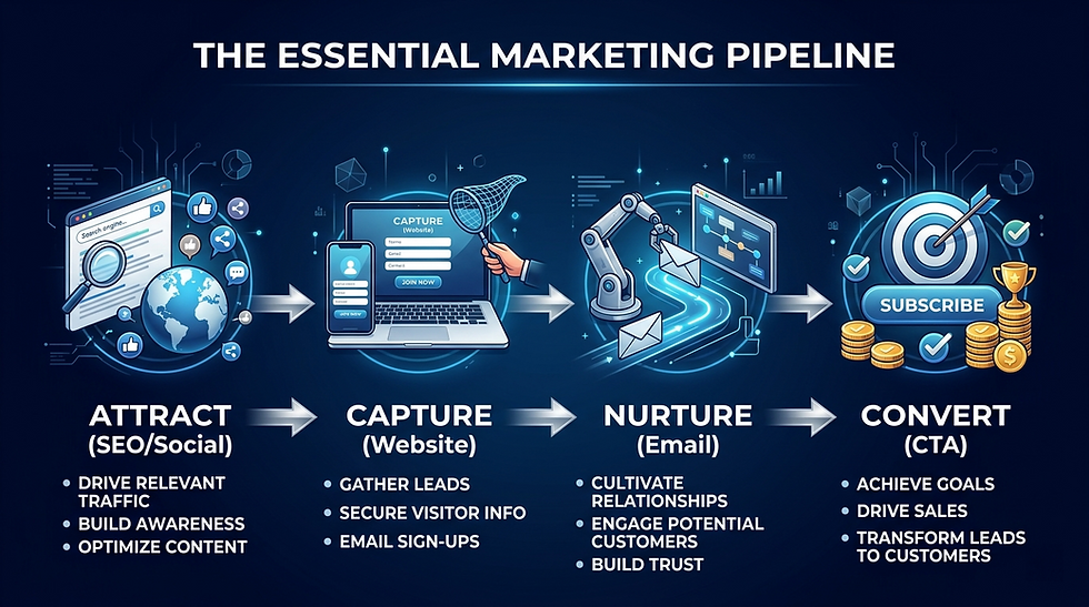 Four stage lead generation system attract capture nurture convert for Twin Cities small businesses