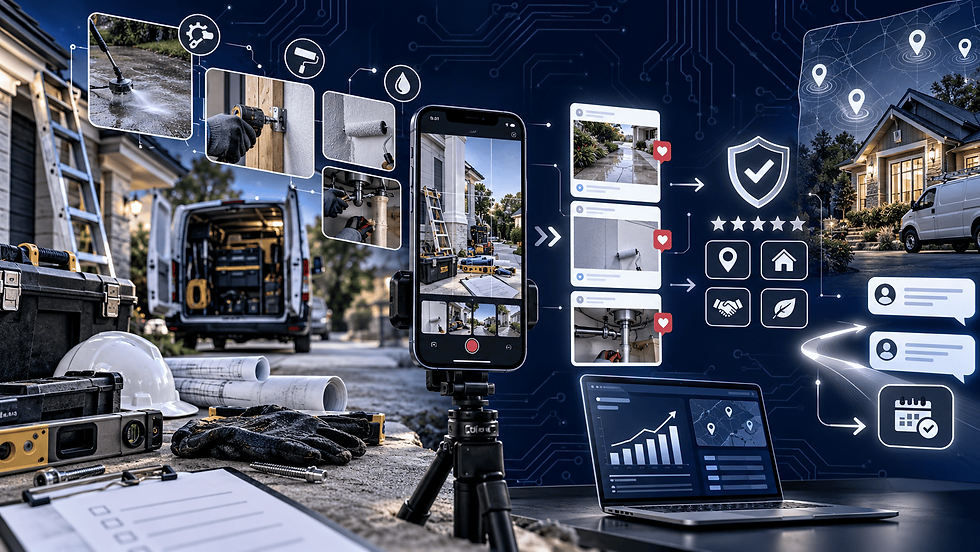 Behind-the-scenes content framework connecting process proof people and local customer trust