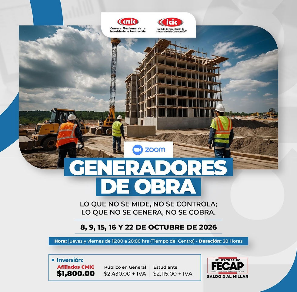 8, 9, 15, 16 Y 22 OCT GENERADORES DE OBRA