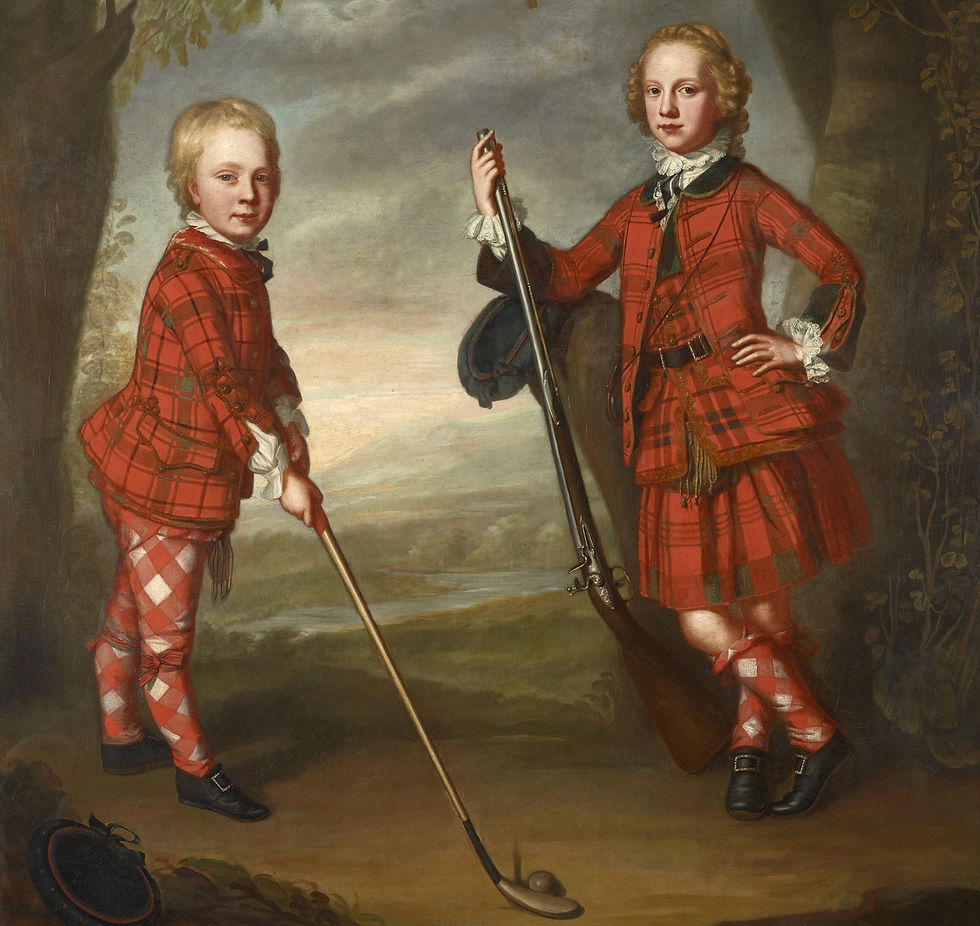 The MacDonald boys playing golf by 18th-century portrait painter Jeremiah Davison