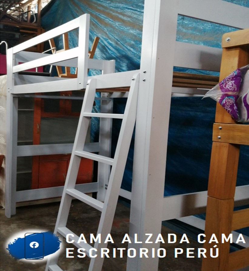 Miniatura: Cama Alzada Blanco 1 1/2 plaza